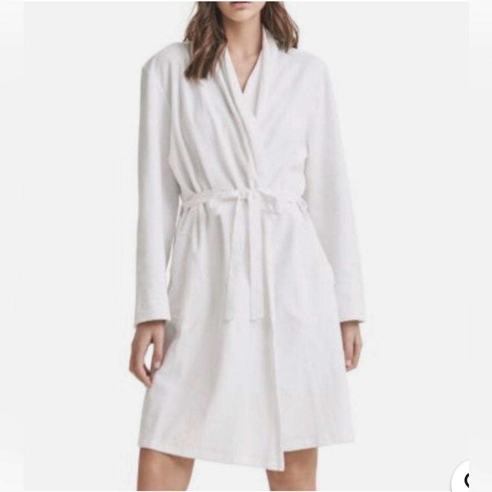 Skin Worldwide Organic Cotton French Terry Robe, White, Size XL, NWT